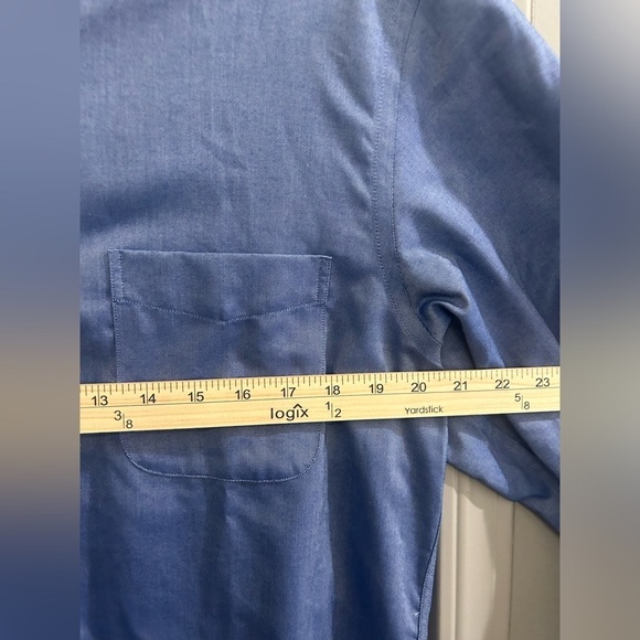 Lands End Button Down Shirt Mens 16-36 Tall Supima Cotton Traditional Fit Blue - Picture 8 of 9